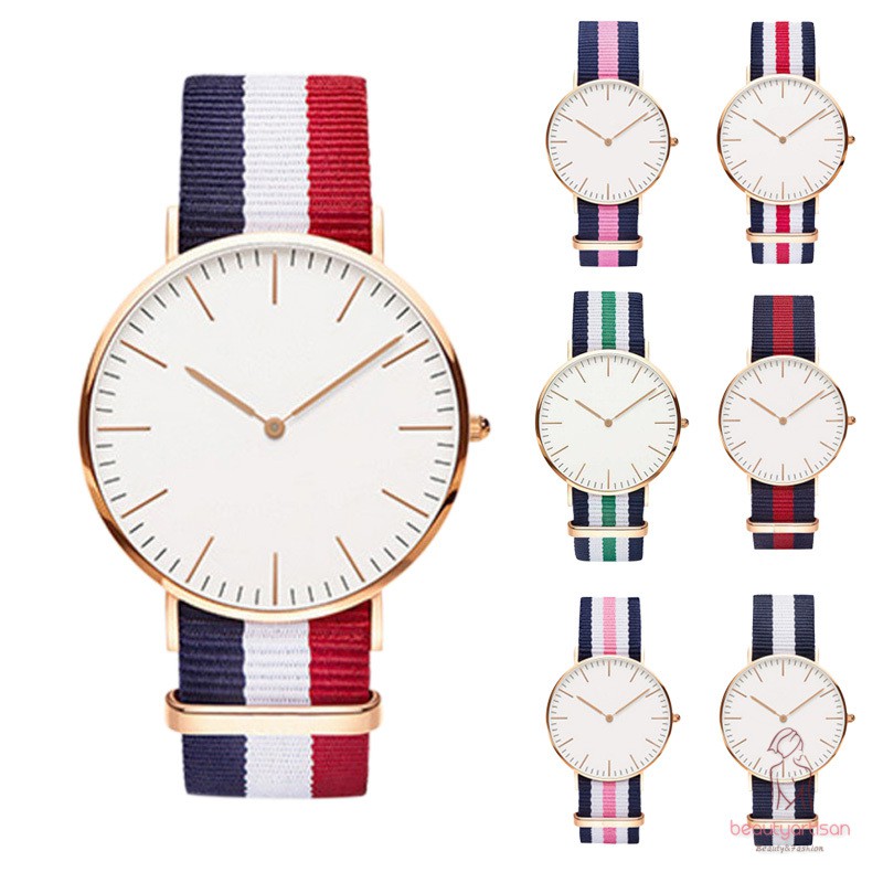 Đồng hồ analog máy quartz dây vải dù cho cặp đôi