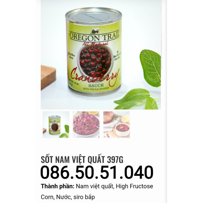 Sốt Nam Việt Quất Cranberry Sauce nhập khẩu từ Mỹ