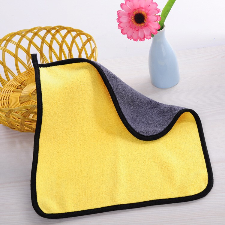 Khăn Lau Đa Năng Siêu Thấm Microfiber 2 Mặt Vàng - Xám Cực Dày Không Đổ Lông Chuyên Dụng Cho Ô Tô - Xe Hơi