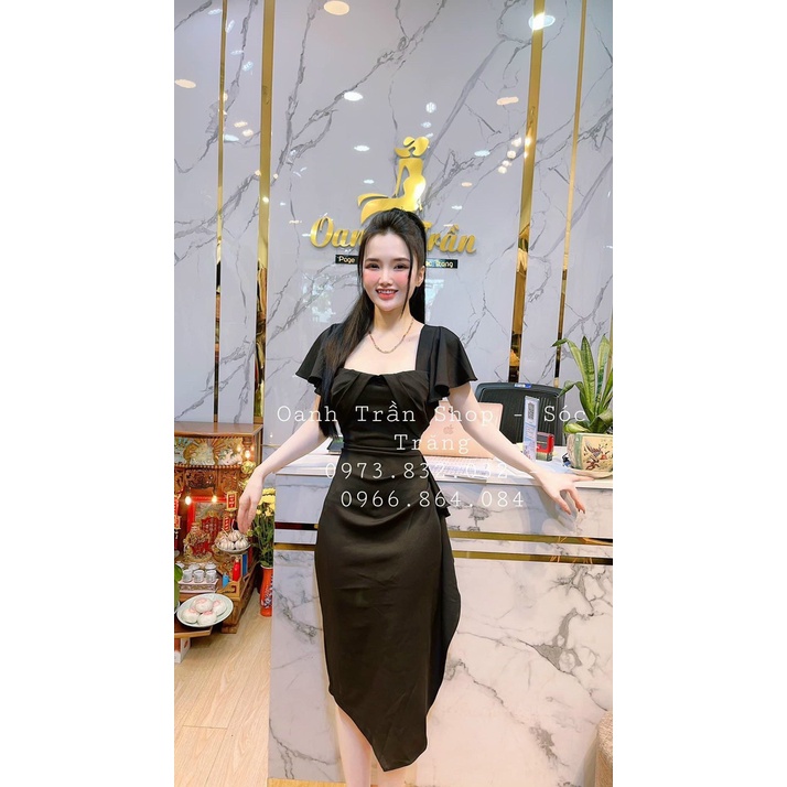 Đầm thời trang nữ mặc đi chơi chất umi có mút ngực cao cấp cổ vuông tay búp ôm xoè bèo
