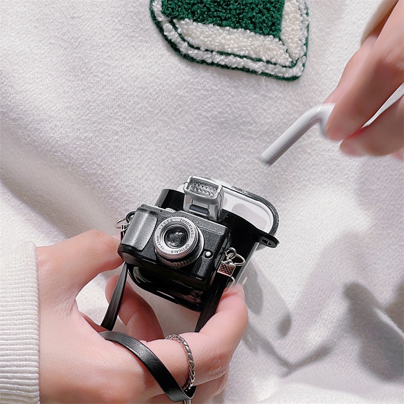 Vỏ bảo vệ HdoorLink hộp sạc tai nghe Air-pods 1 2 3 Pro bằng tpu hình máy ảnh 3d sáng bóng