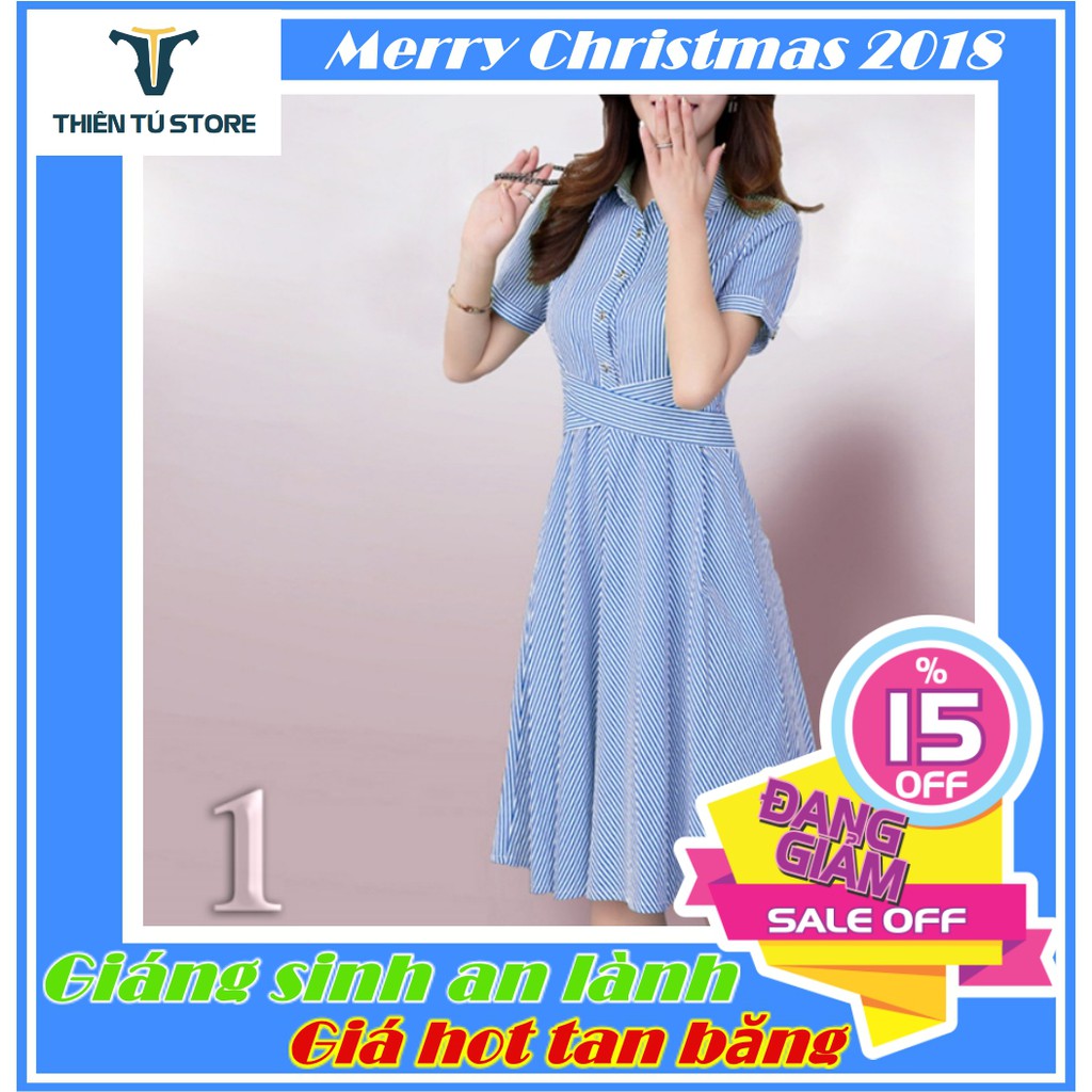Đầm dự tiệc , đầm công sở dáng xòe sọc đứng chất kate thun hàng cao cấp dáng rất xinh 01296