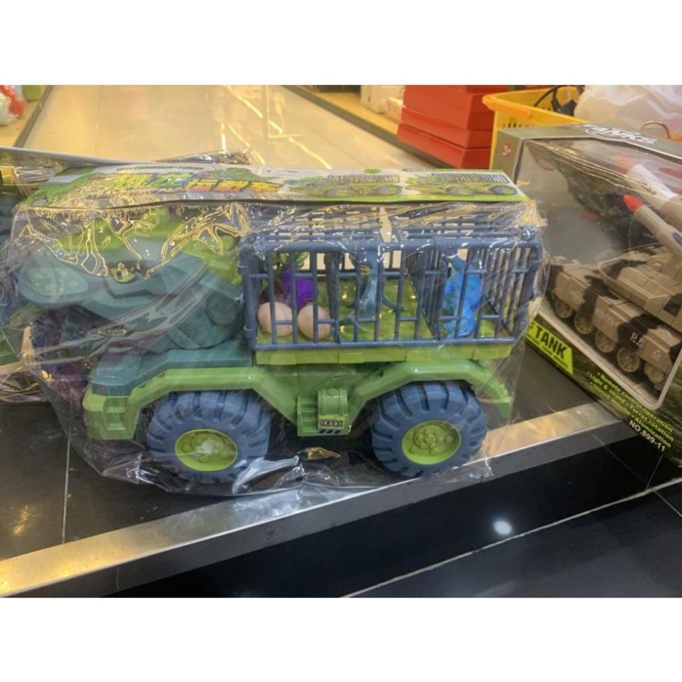 Đồ chơi xe khủng long chở thú (có thú sẵn) - Đồ chơi xe cẩu khủng long loại lớn