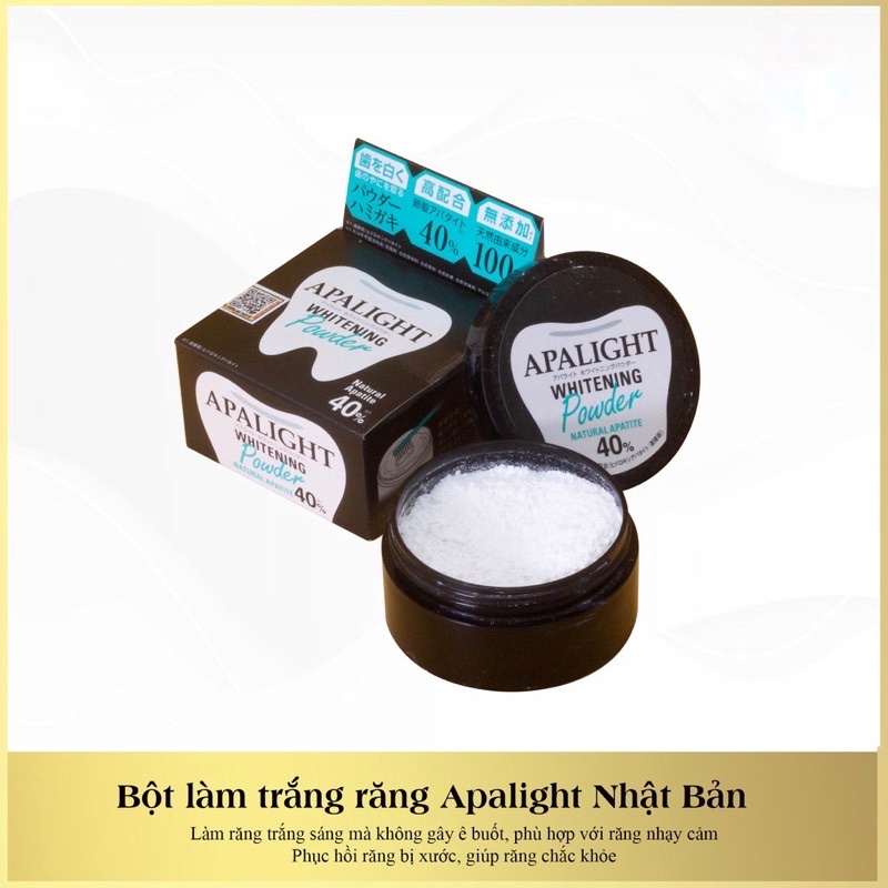 Bột làm trắng răng Apalight nội địa Nhật Bản phục hồi men răng, sạch mảng bám, giảm ố vàng, giảm hôi miệng 26g