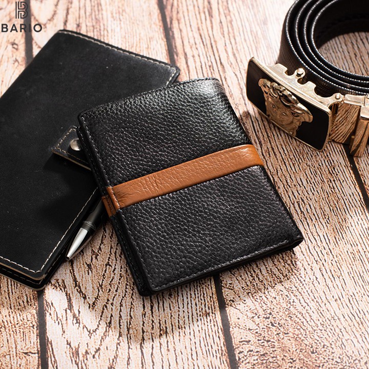 Ví da nam bóp da nam da bò miu hạt nhỏ thật phối màu cao cấp