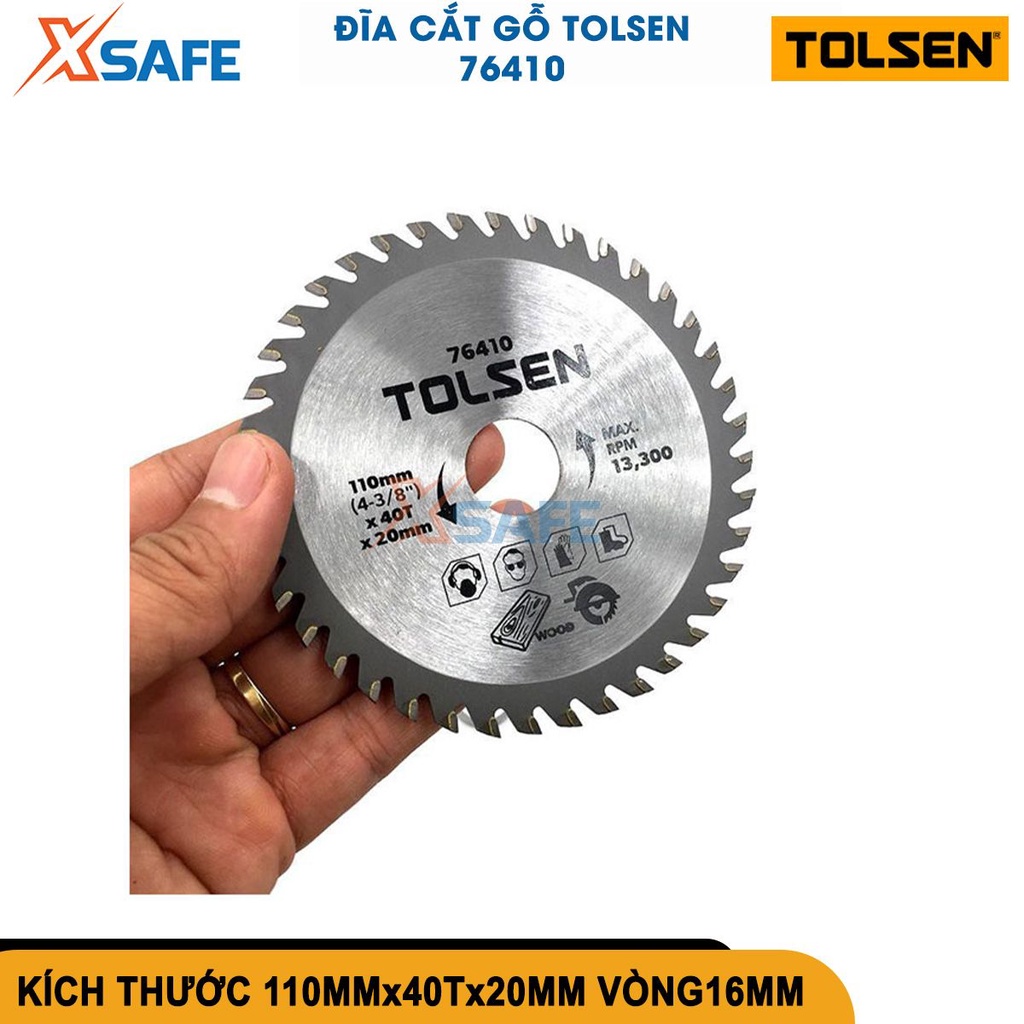Đĩa cắt gỗ TOLSEN 76410 110mm*40T*20mm lưỡi cưa gỗ tròn hợp kim thép cao cấp, bền bỉ, ít bị ăn mòn [CHÍNH HÃNG][XSAFE]