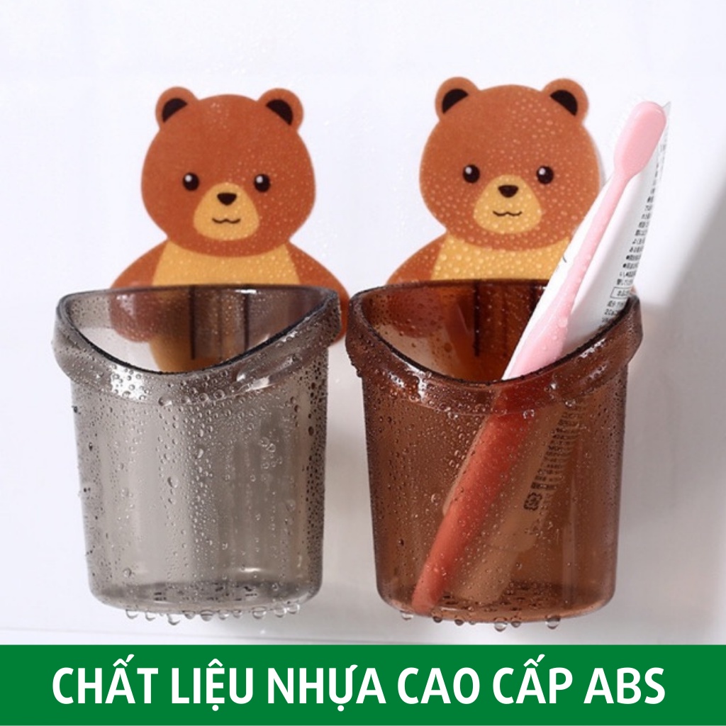 Hộp đựng bàn chải đánh răng cốc gấu dán tường để kem