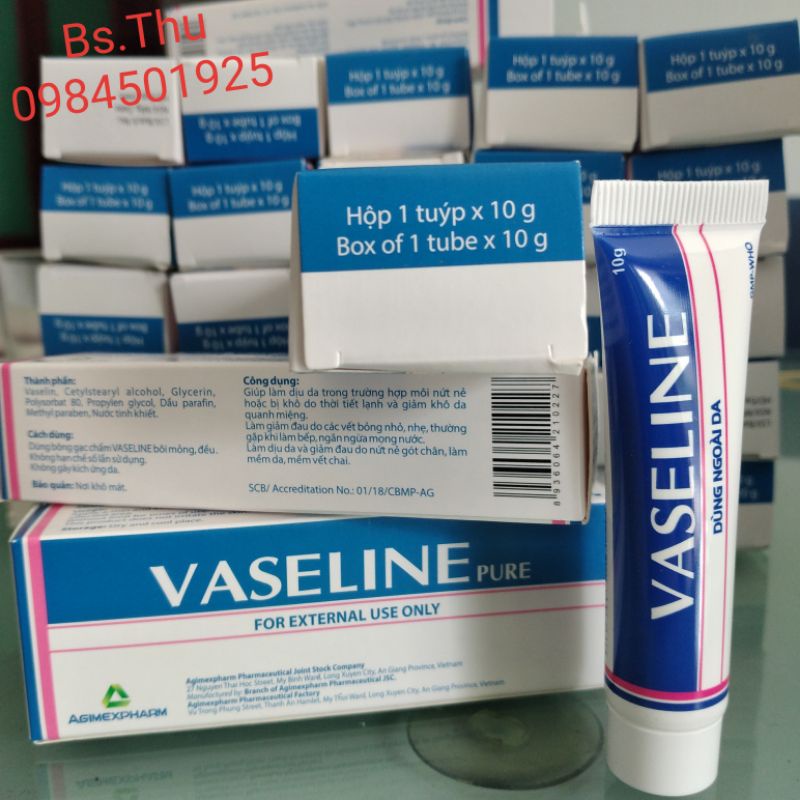 VASELINE PURE tube 10g dưỡng ẩm, mềm da