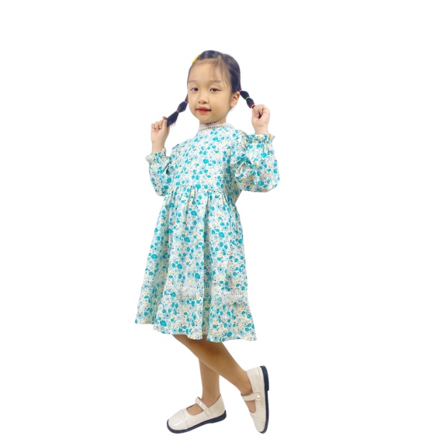 Váy Trẻ Em Hml (10-42KG) Hoa Nhí Ren, Đầm Cho Bé Gái Size Đại 1-10 Tuổi Mã A46