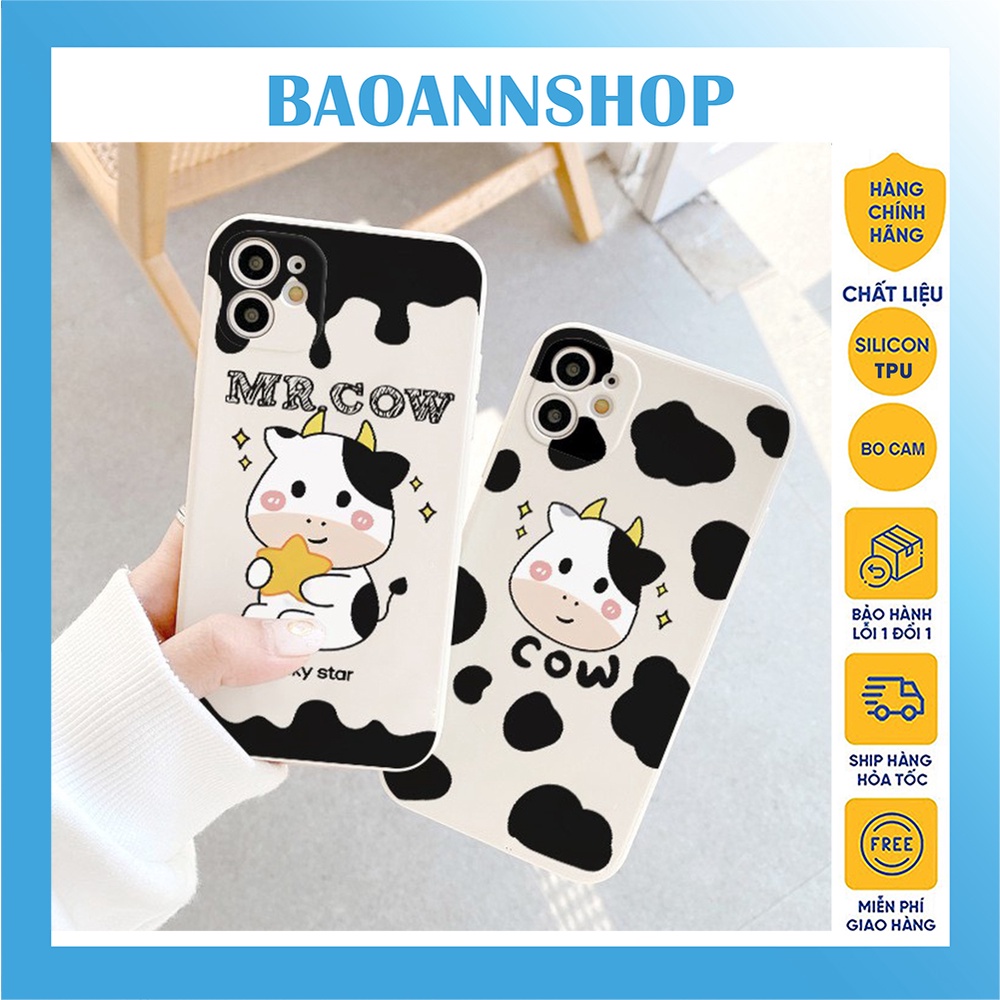Ốp lưng iphone hình bò sữa lucky star cạnh vuông bảo vệ camera cho ip 7plus/8plus/x/xs/xsmax/11/12/13/promax