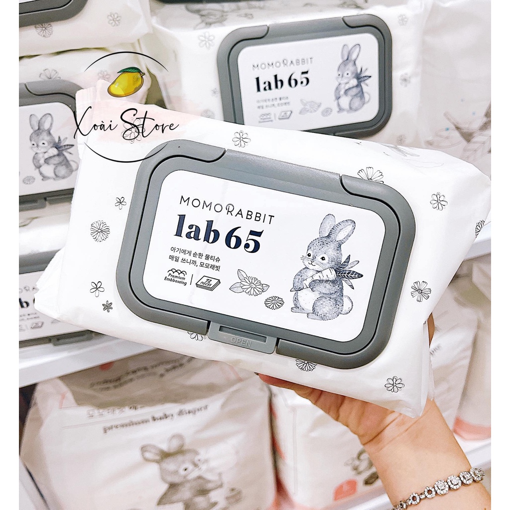 Khăn giấy ướt Momo Rabbit Hàn Quốc Lab65 loại 72 tờ date 2023