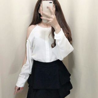 Sơ mi cut out rớt vai dễ thương [CÓ SẴN]