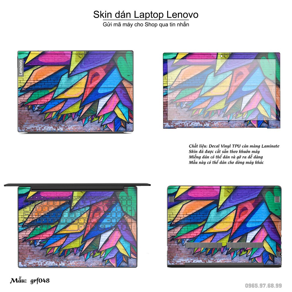 Skin dán Laptop Lenovo in hình nghệ thuật graffiti (inbox mã máy cho Shop)