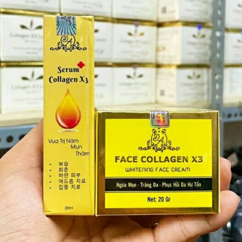 Kem Face Collagen x3, Kem Dưỡng Trắng Da Mặt, Ngừa Mụn Trắng Da 20g