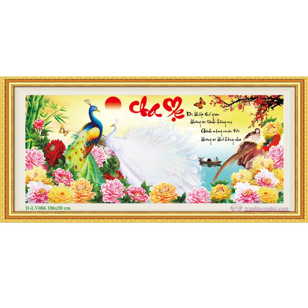 Tranh Đính Đá CHA MẸ (ĐÁ ABC CAO CẤP). Kích Thước: 1m06 x 50cm - 1m30 x 60cm