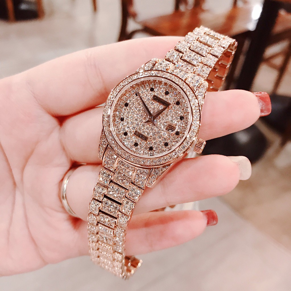 Đồng Hồ Davena Nữ Full Đá Rose Gold D61669 31mm Chính Hãng