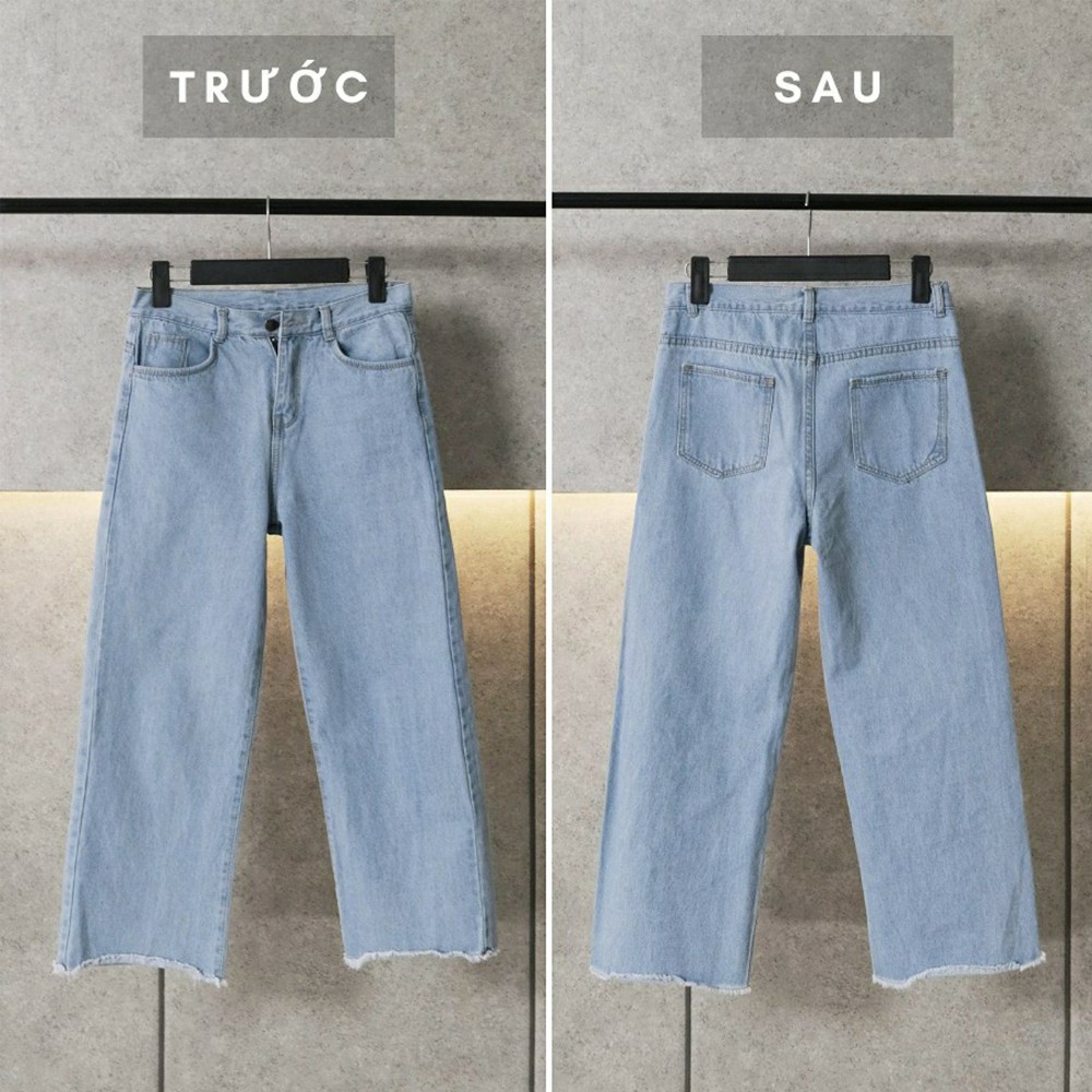 Quần baggy jeans nữ SAIGONJEAN ống rộng,trơn,tua lai,màu trắng bạc QD014 – quần ...