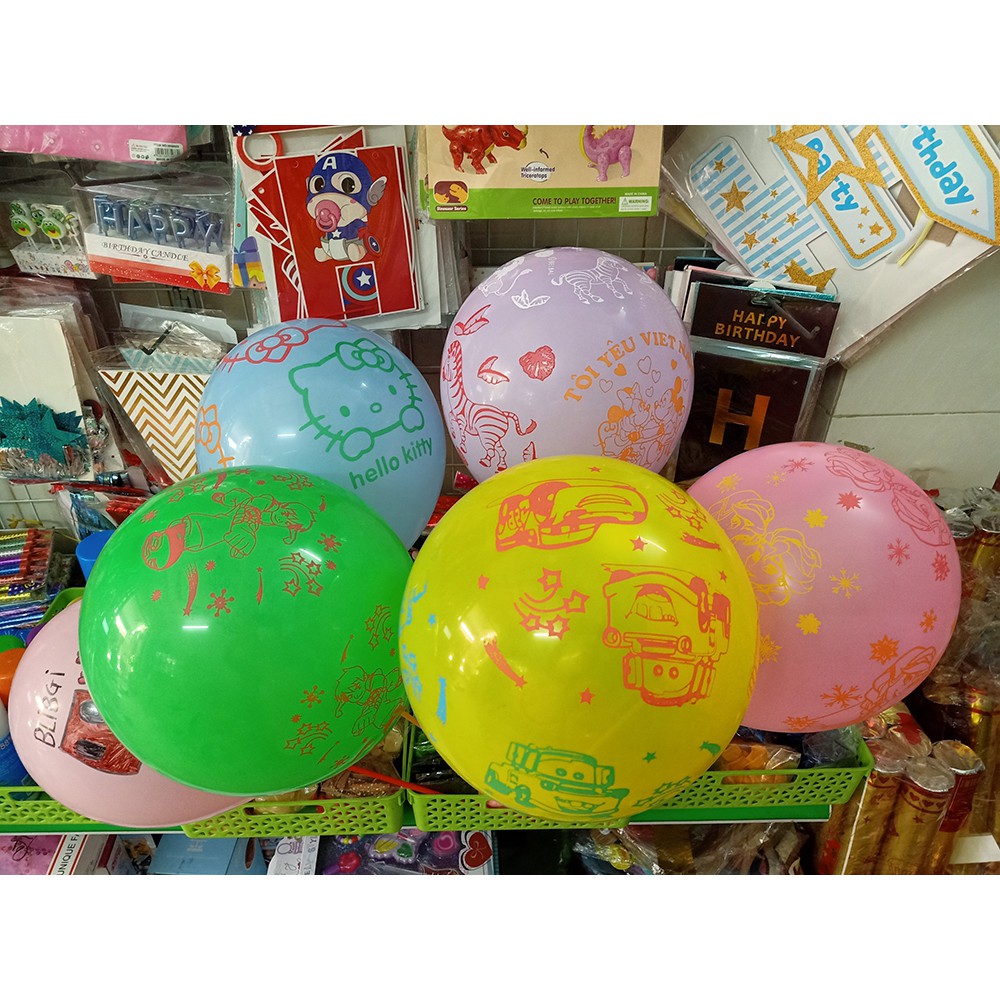 Bong Bóng Cao Su Bơm Hơi Hình Các Nhân Vật Trong Phim Hoạt Hình "frozen / Hello Kitty / Spiderman / Trái Tim"
