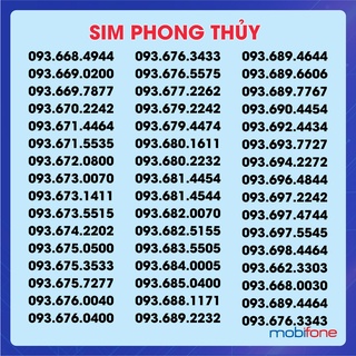 Sim số đẹp Mobifone combo data thoại gói trả trước - Sim giá rẻ đầu 09 phong thủy tài lộc - Mobifone store