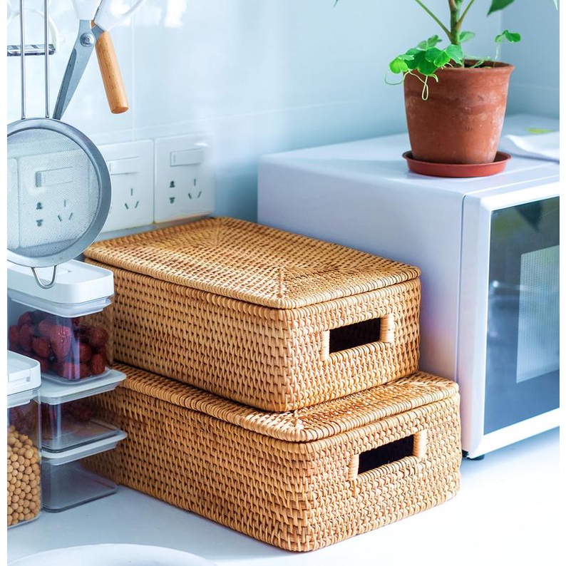 Thùng đựng quần áo mây tre đan,  Decor