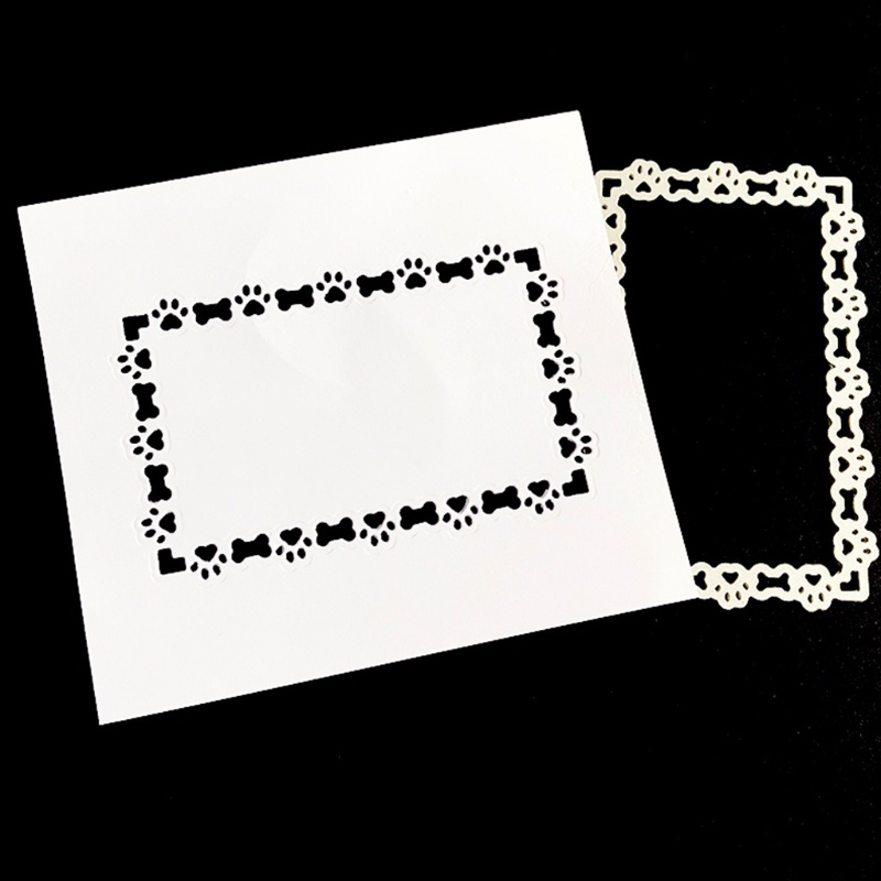 Aoto Khuôn Cắt Giấy Kim Loại Hình Dấu Chân Cún / Xương / Chữ Nhật Trang Trí Scrapbook