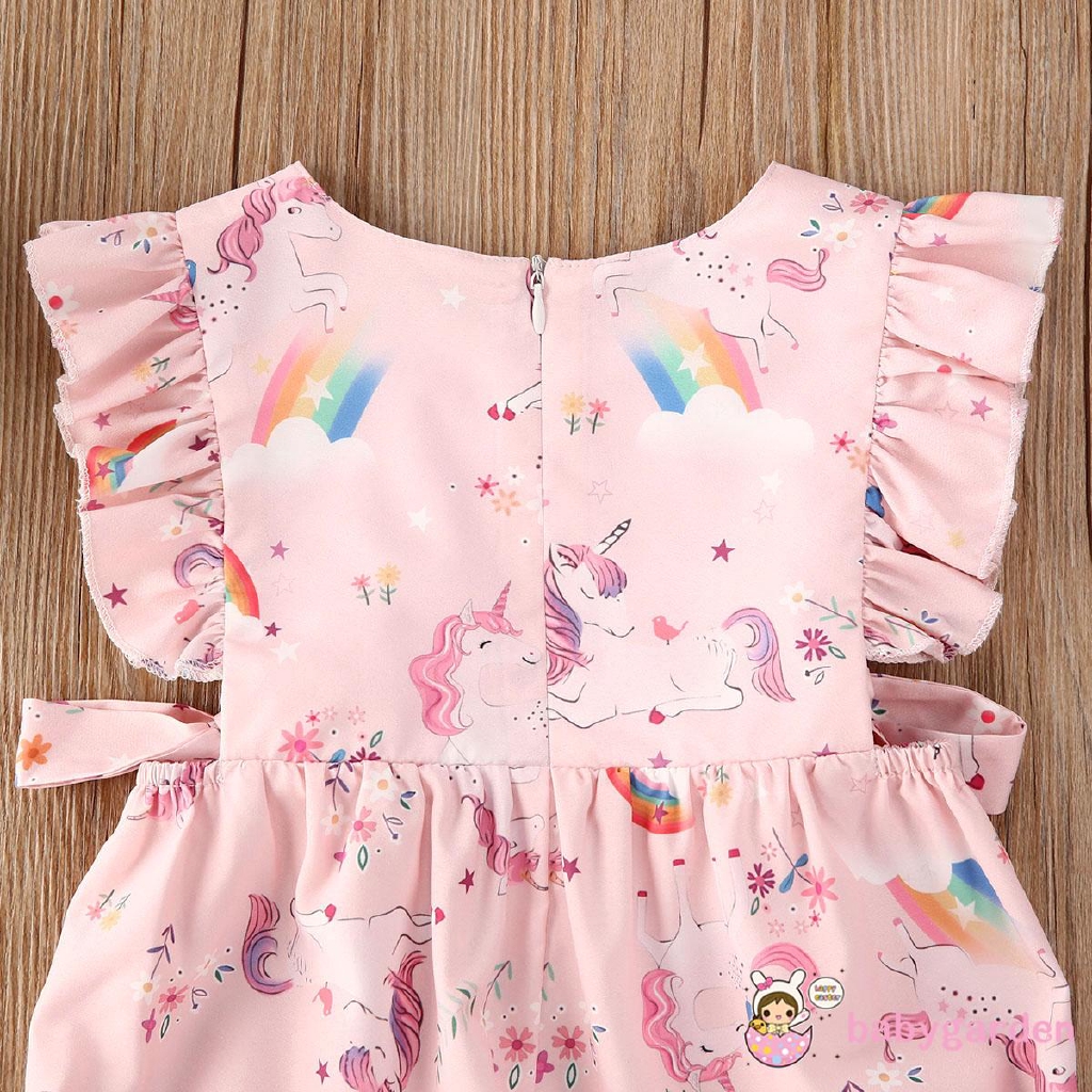 Áo liền quần họa tiết kỳ lân hoạt hình xinh xắn đáng yêu dành cho bé gái