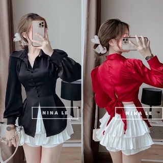 Áo kiểu buộc nơ eo sau