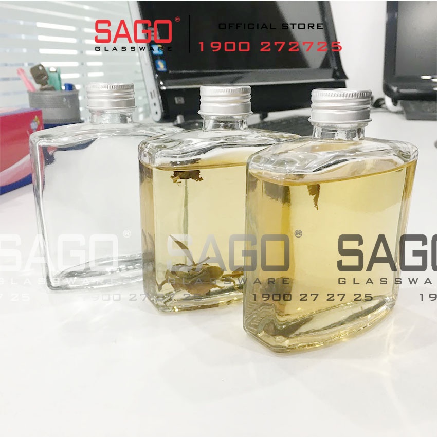 Chai Thủy Tinh Vuông Dẹp Nắp Nhôm 100ml , 200ml , 250ml