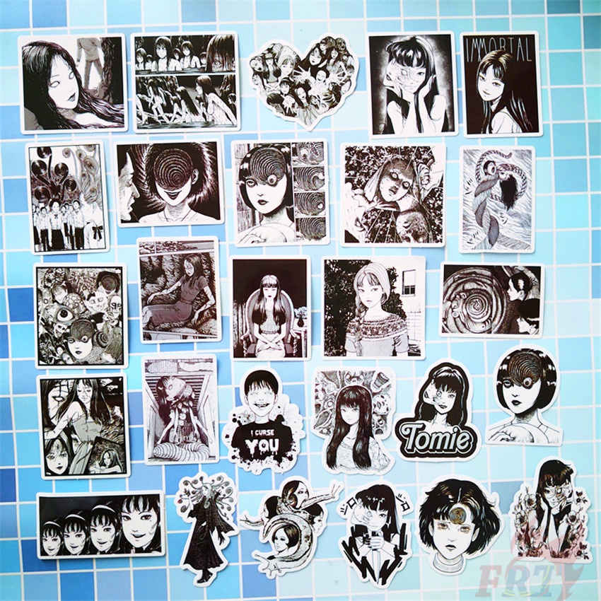 108Pcs/Set ❉ Junji Ito Classical Horror Comics Series B Stickers ❉ Manga Tomie Uzumaki Souichi Tsujii DIY Fashion Mixed Waterproof Doodle Decals Stickers