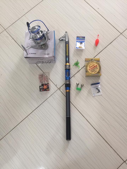 cần rút shimano 2m7+3m6+máy AL 6000