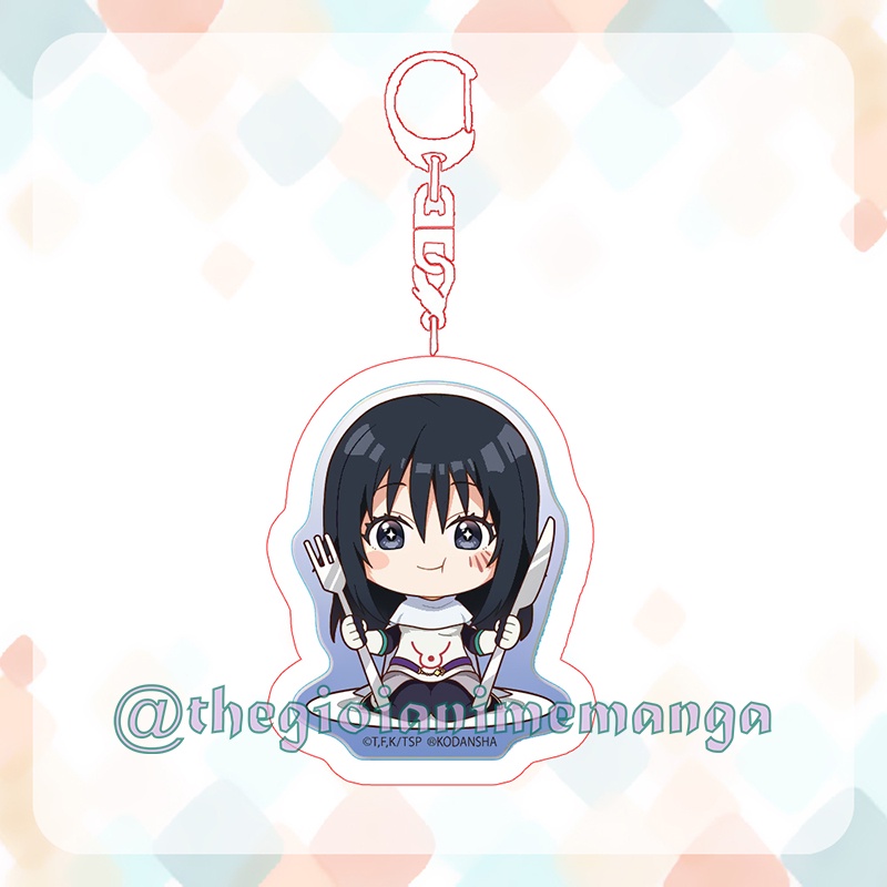 ( Mica trong acrylic ) Móc khóa Chuyển Sinh Thành Slime Tensei-shitara Slime datta Ken ver ĂN UỐNG anime chibi xinh xắn
