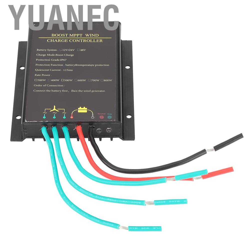 Yuanfc 12V/24V Waterproof Wind Turbine Controller Boost MPPT Charge Power Regulator Aluminum Alloy