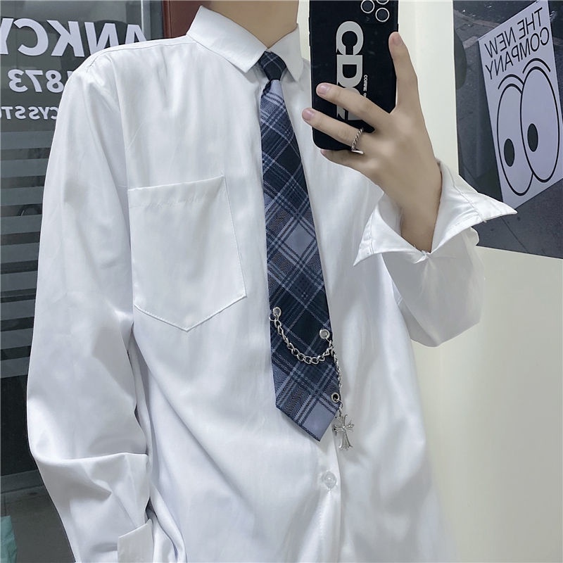 Cà Vạt Họa Tiết Ca Rô Phong Cách punk Hàn Quốc Dành Cho Nam Nữ