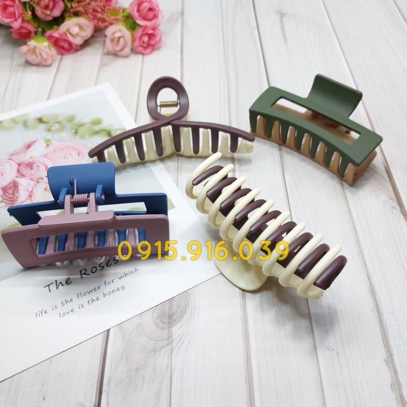Kẹp Gấp Tóc Chữ Nhật 2 Màu Chất Nhám Lì Phong Cách Hàn Quốc