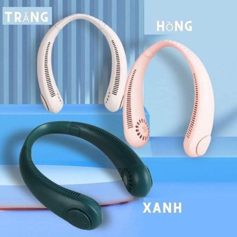 Quạt đeo cổ mini không cánh tích điện thổi 360 độ có 3 chế độ gió pin sạc thông minh dáng thể thao - Phụ kiện ATI