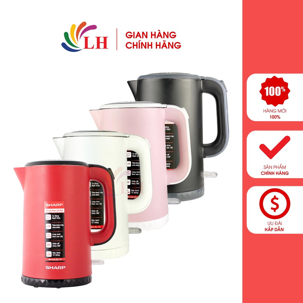 Bình đun siêu tốc Sharp 1.7 lít EKJ-17EVPS - Hàng chính hãng