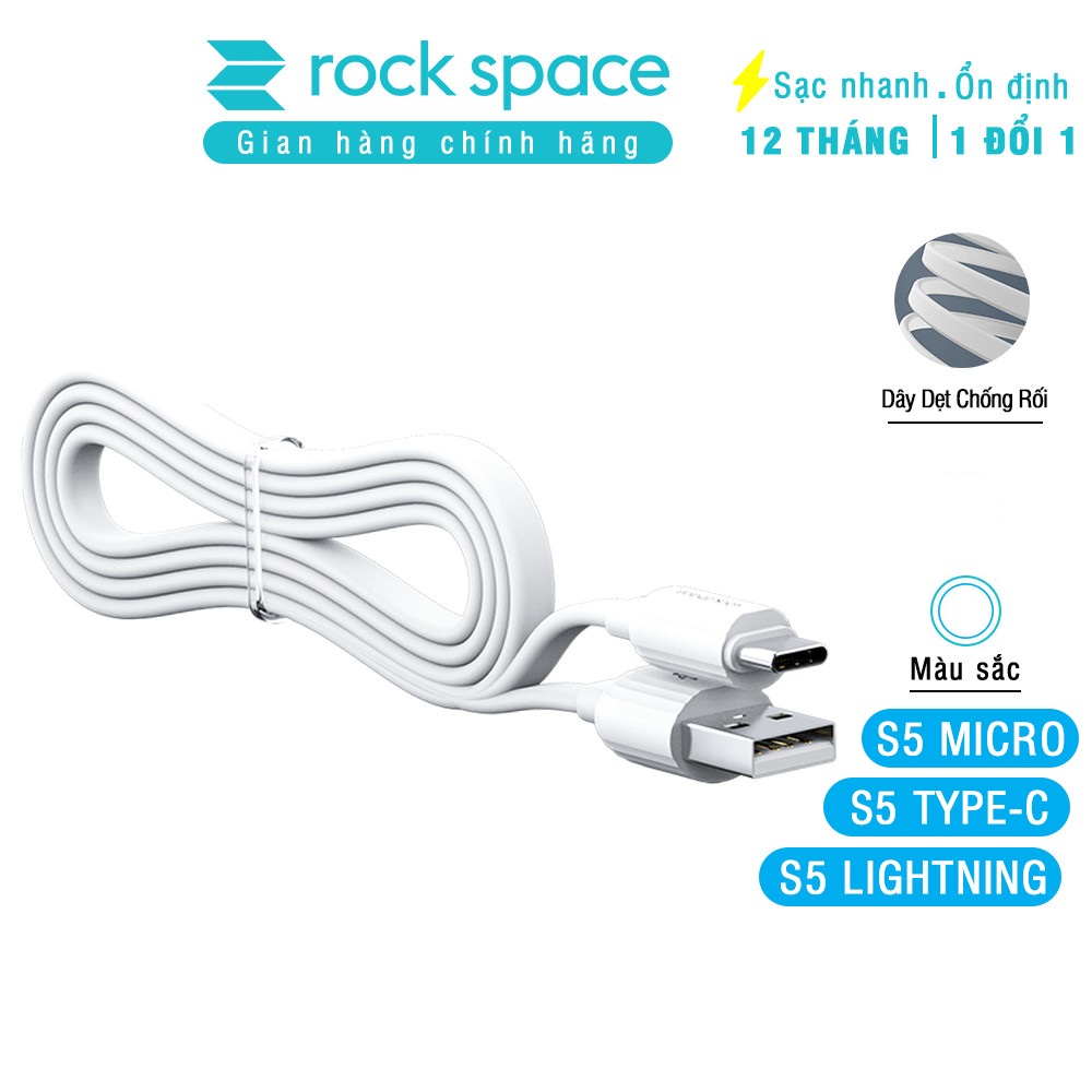 Dây cáp sạc iPhone Rockspace S5 sạc nhanh không nóng máy bảo hành 1 năm 1 đổi 1