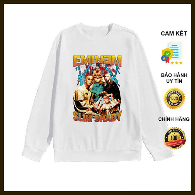 Áo Sweater Eminem Slim Shady - RAP GOD - Áo Nỉ Da Cá Dài Tay Hip Hop Unisex Form Rộng