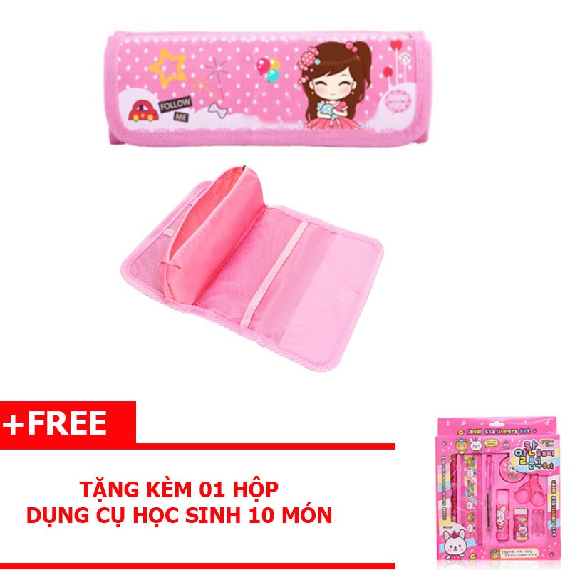 Combo hộp đựng bút và bộ dụng cụ học sinh Coolbaby dễ thương