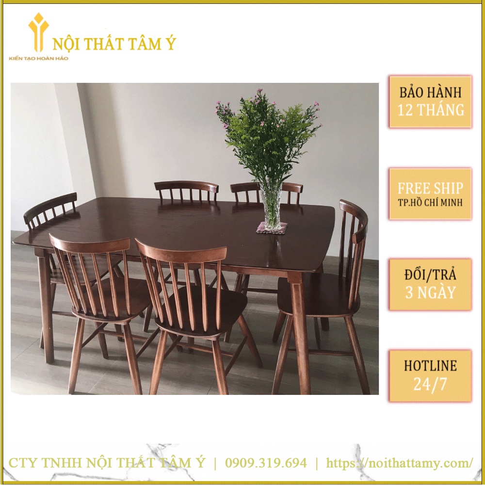 Bộ Bàn Ăn Song Tiện 6 ghế ✌FREE SHIP HCM✌ Bộ bàn ăn Cao Cấp Thương hiệu Nội Thất Tâm Ý