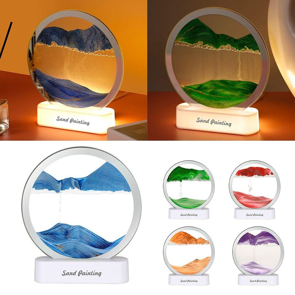 Đèn Bàn Cát 3D Xoay 360 Độ Trang Trí Nhà Cửa° Đồng Hồ Cát Xoay 3D Trang Trí