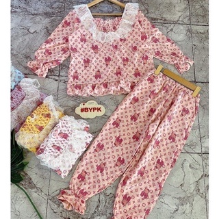Đồ bộ nữ dể thương mặc đi chơi - Bộ đồ ngủ mặc nhà hoạ tiết kiểu đẹp