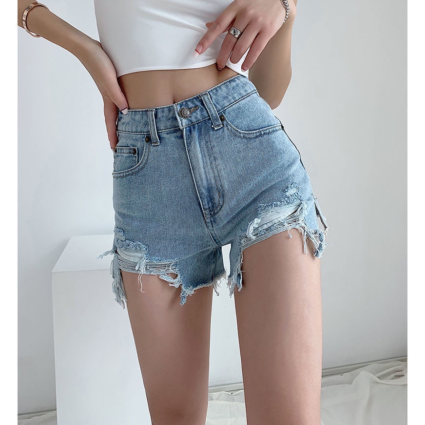 (MớI) Quần Short Denim Lưng Cao Phong CáCh HàN QuốC Cho Nữ