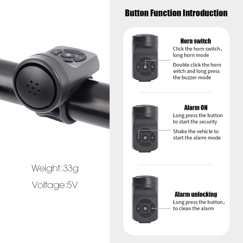 Còi Xe Đạp Điện 120DB 4 Chế Độ Kèm Chế Độ Báo Động Tiện Dụng