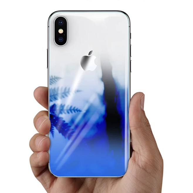 Kính cường lực mặt lưng đổi màu Baseus Gradient Color cho Iphone X - Chính hãng phân phối