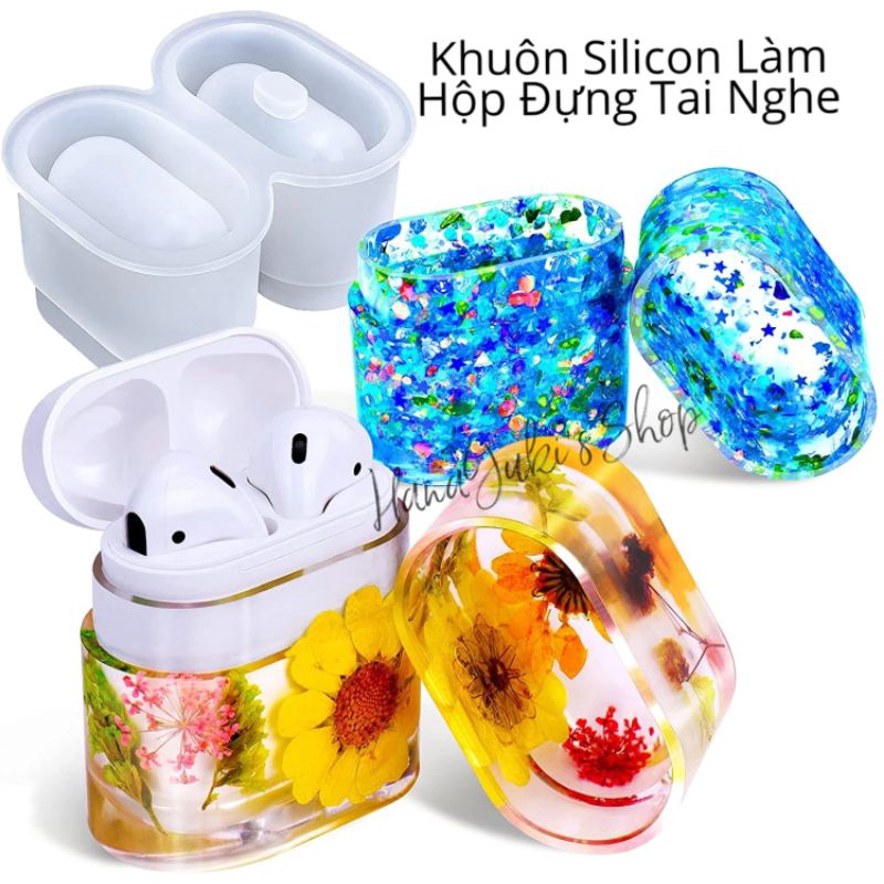 [Jesmonite/ Resin] Khuôn làm hộp đựng tai phone - Earphone Box Silicone Mold - dùng trong thủ công sáng tạo