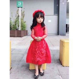 Áo dài bé gái size đại y hình