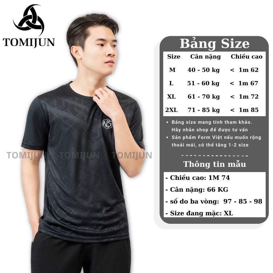 Áo thun nam thể thao cổ tròn vải thun lạnh tập gym ngắn tay vải thoáng mát co giãn chuẩn form nhiều màu TOMIJUN _AOCN5