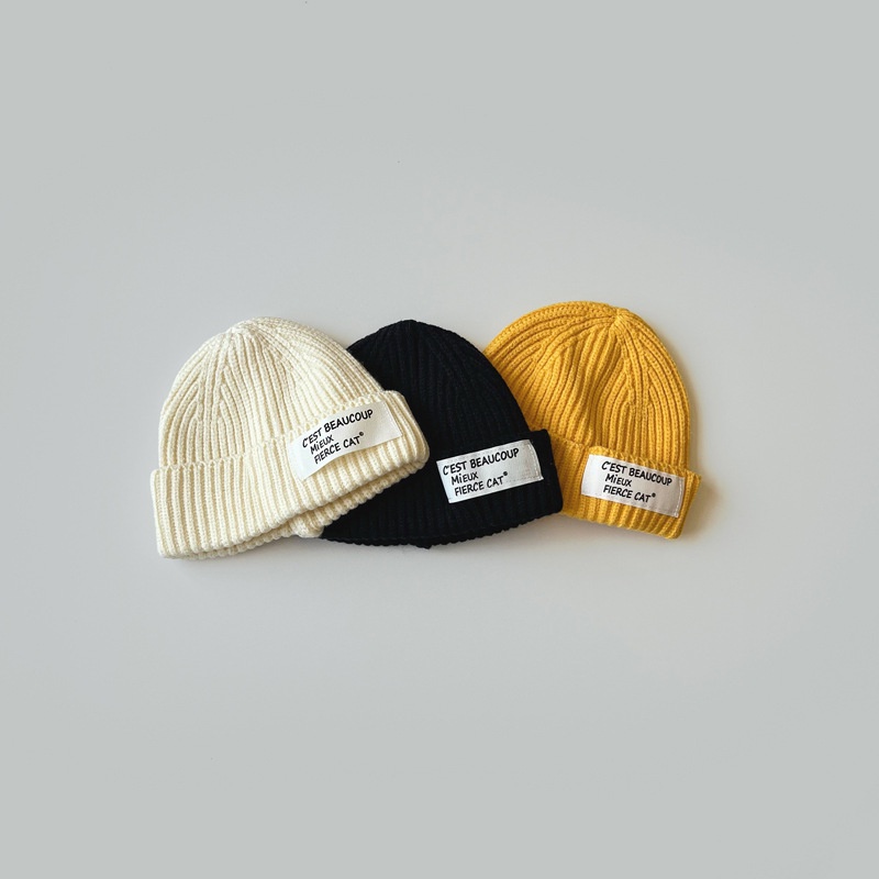 Mũ beanie Trùm Đầu Chống Gió Giữ Ấm Màu Sắc Kẹo Ngọt In Chữ Đơn Giản Phong Cách Hàn Quốc Cho Bé