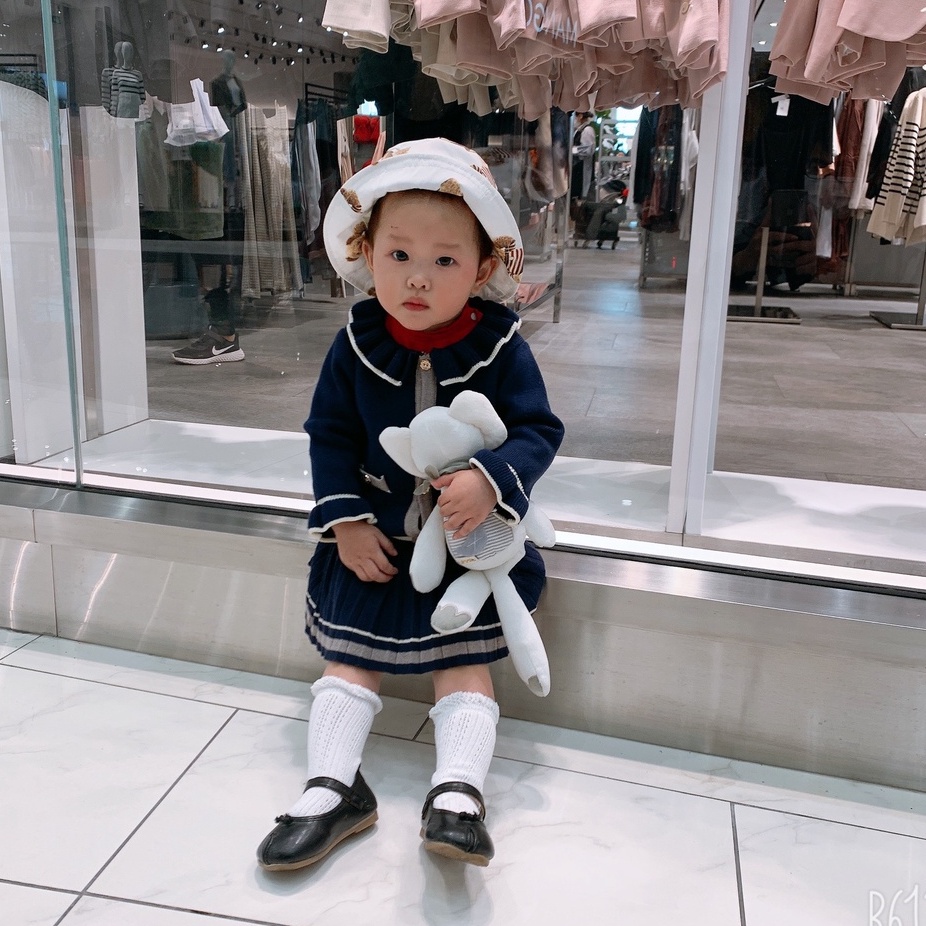 Bộ len bé gái kèm chân váy thiết kế 2021, Cho bé từ 1-6 tuổi  thương hiệu Hapykids BL17